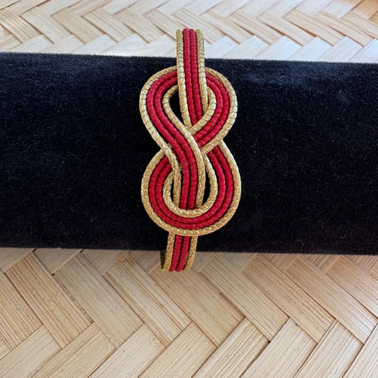 Bracelet Capim Dourado tressé en huit - fibre buriti rouge