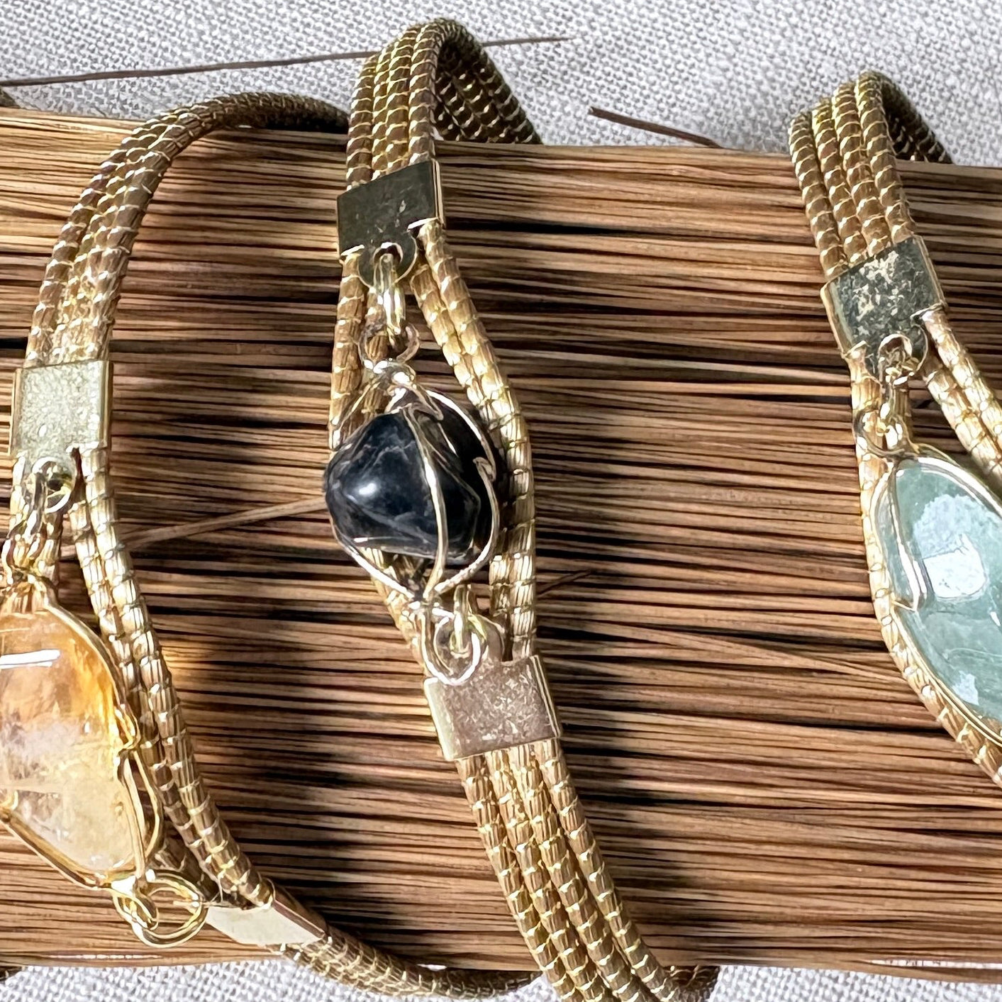 Bracelet Capim Dourado et pierre naturelle onyx