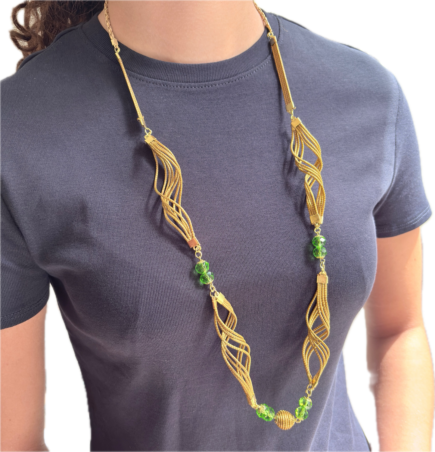 Parure Capim Dourado et Quartz vert