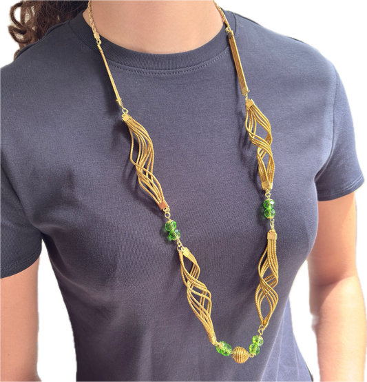 Parure Capim Dourado et Quartz vert