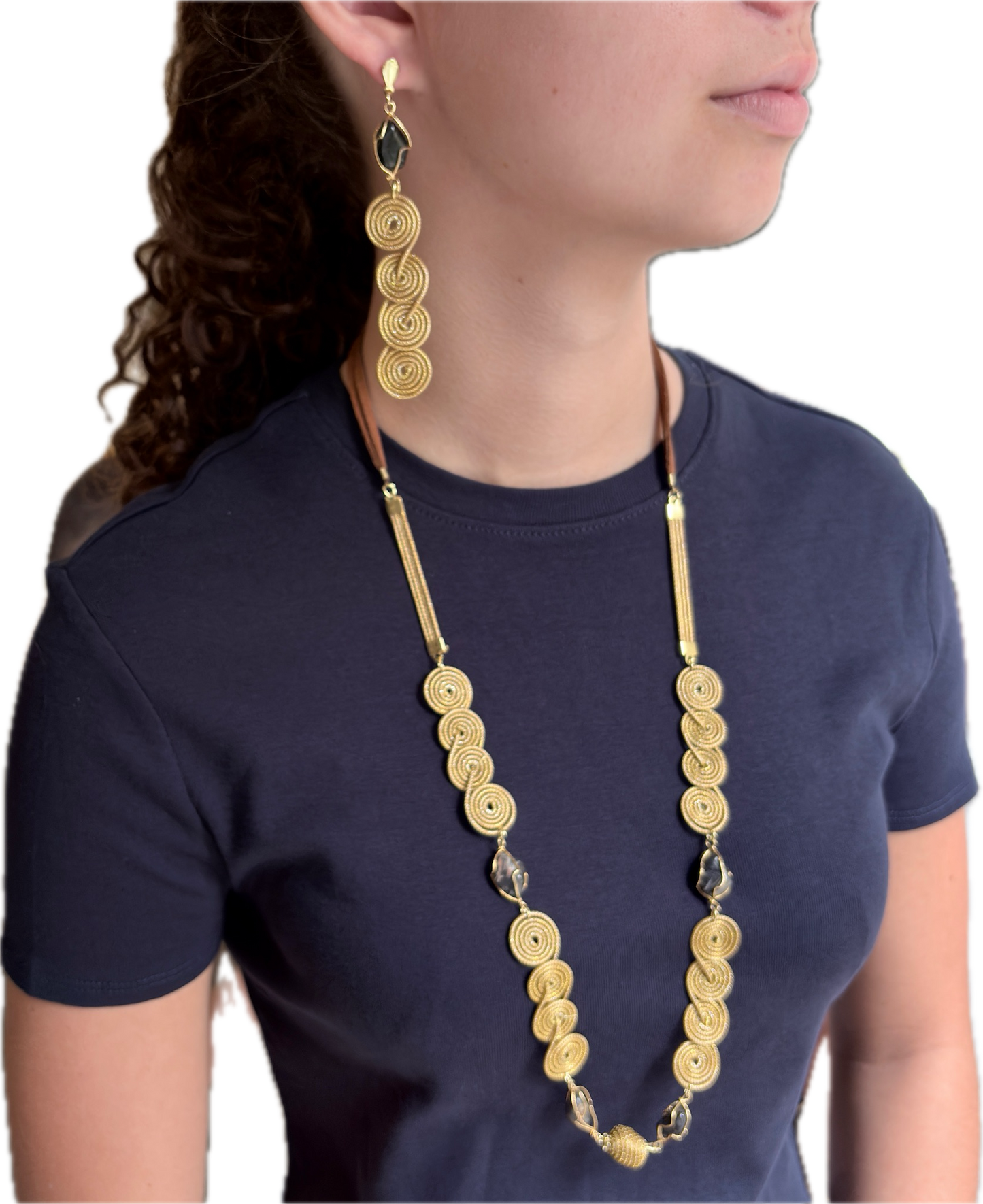 Parure Capim Dourado et Onyx