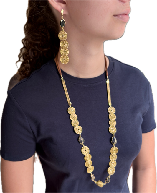 Parure Capim Dourado et Onyx
