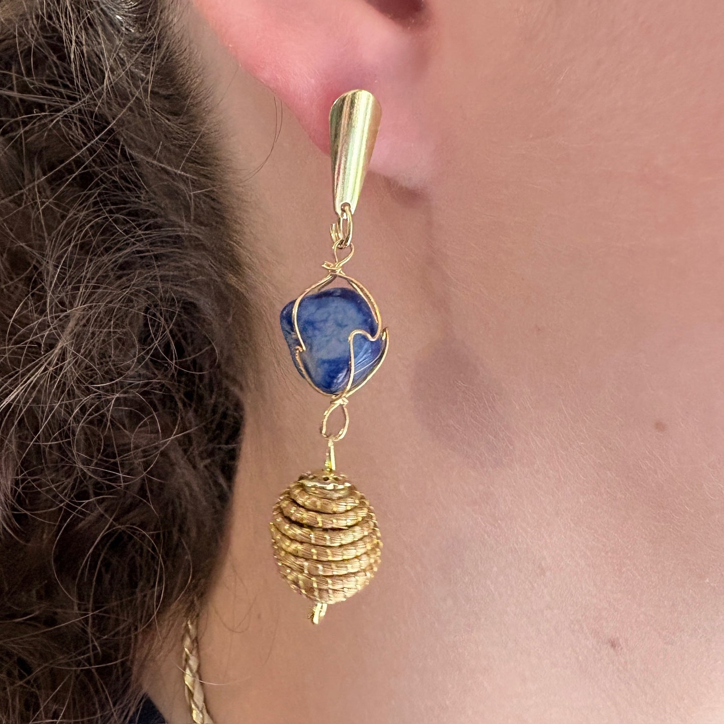 Parure Capim Dourado et Agate bleue