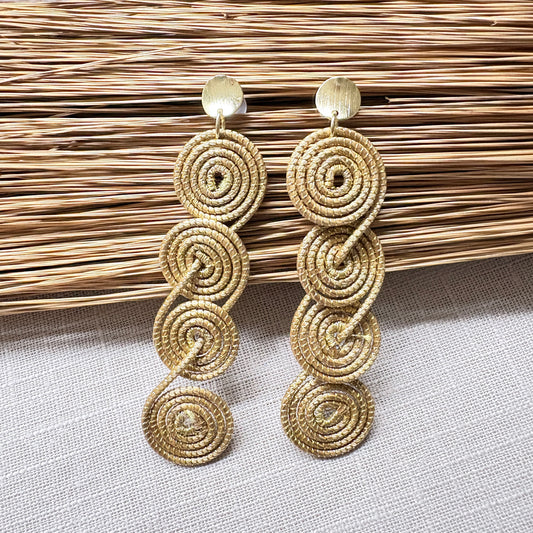 Boucles d'oreilles capim dourado quatre spirales