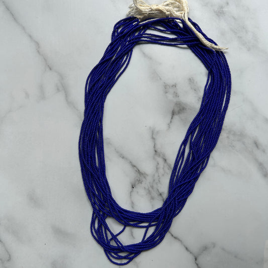 Collier en perles de verre (Miçanga) - 9 fils bleu - Ethnie Mehinako