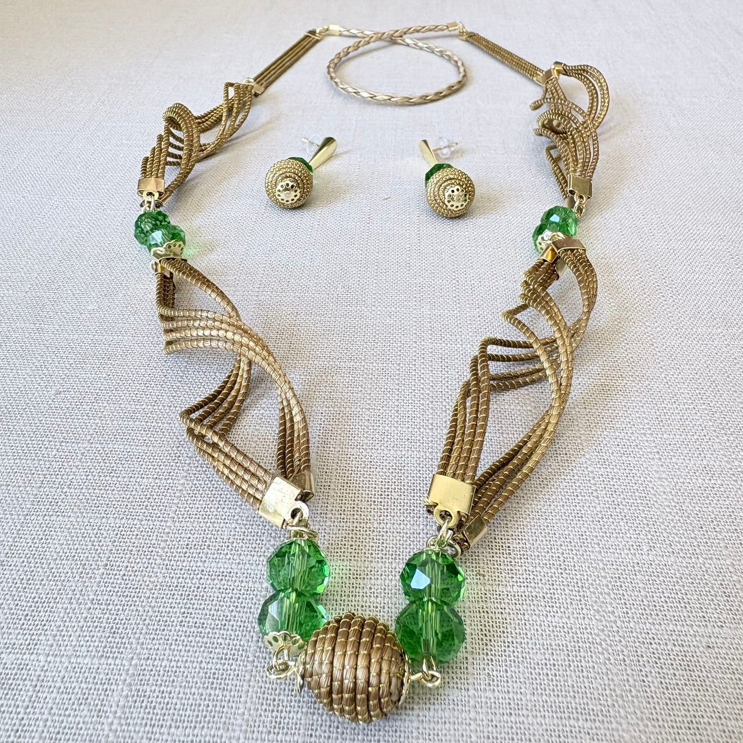 Parure Capim Dourado et Quartz vert