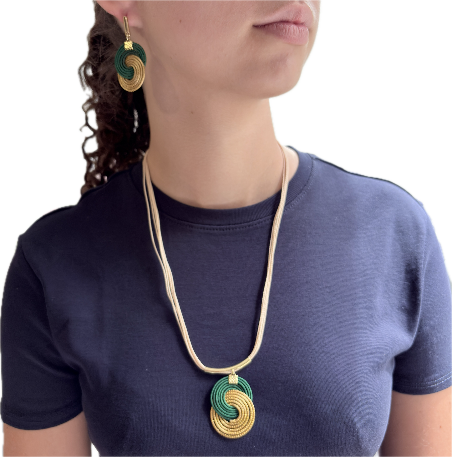 Parure Capim Dourado et buriti vert - symbole Infini