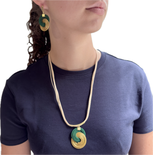 Parure Capim Dourado et buriti vert - symbole Infini
