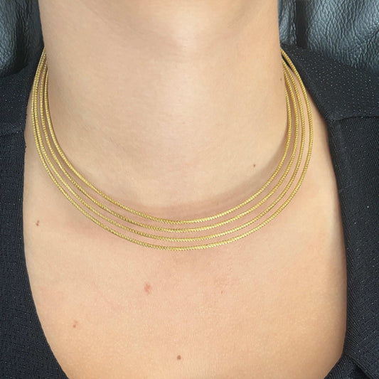 Collier Capim Dourado 4 lignes ras de cou