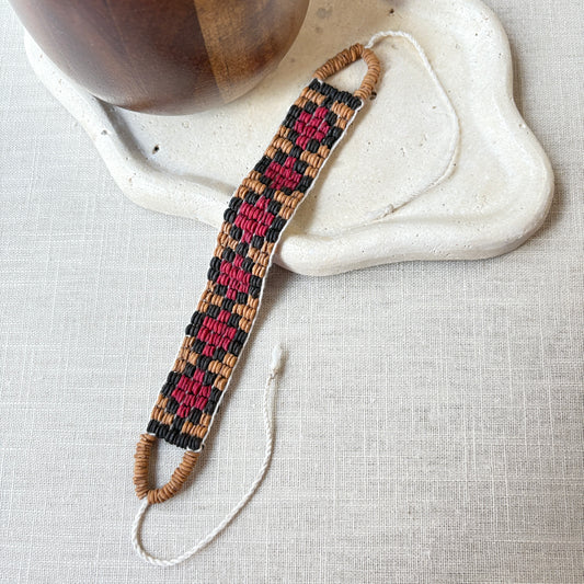 Bracelet de graines de morototo cercle noir et rouge - Ethnie Katuena