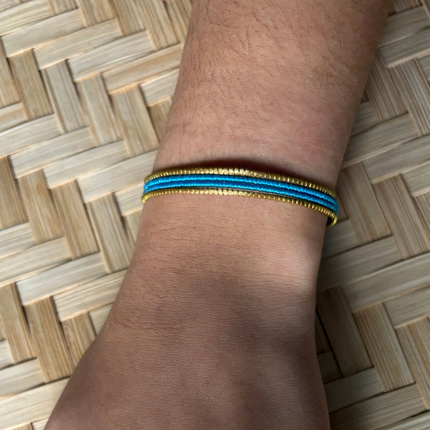 Bracelet Capim Dourado fin - fibre buriti turquoise