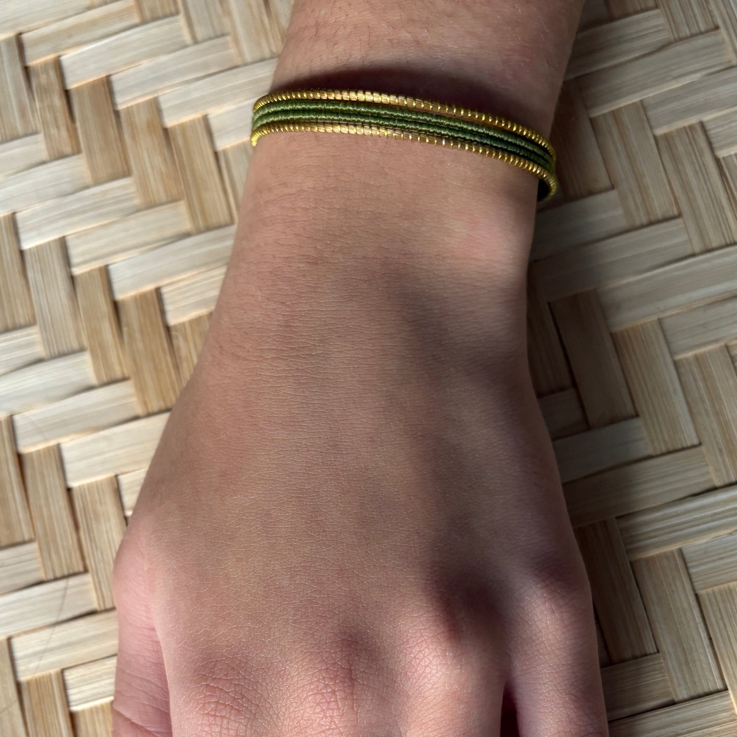 Bracelet Capim Dourado fin - fibre buriti vert