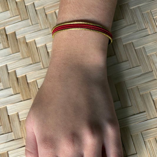 Bracelet Capim Dourado fin - fibre buriti rouge