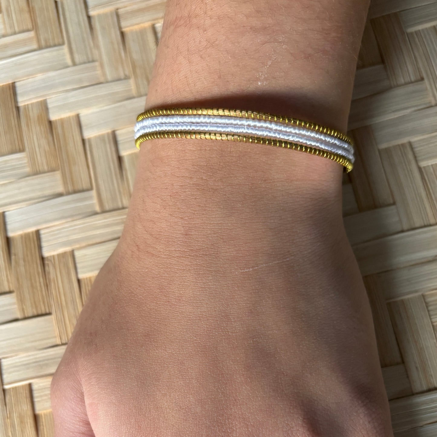 Bracelet Capim Dourado fin - fibre buriti blanc