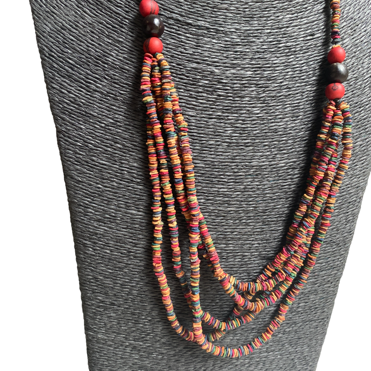 Collier graines morototo multicolores et 3 graines açai/saboneteira