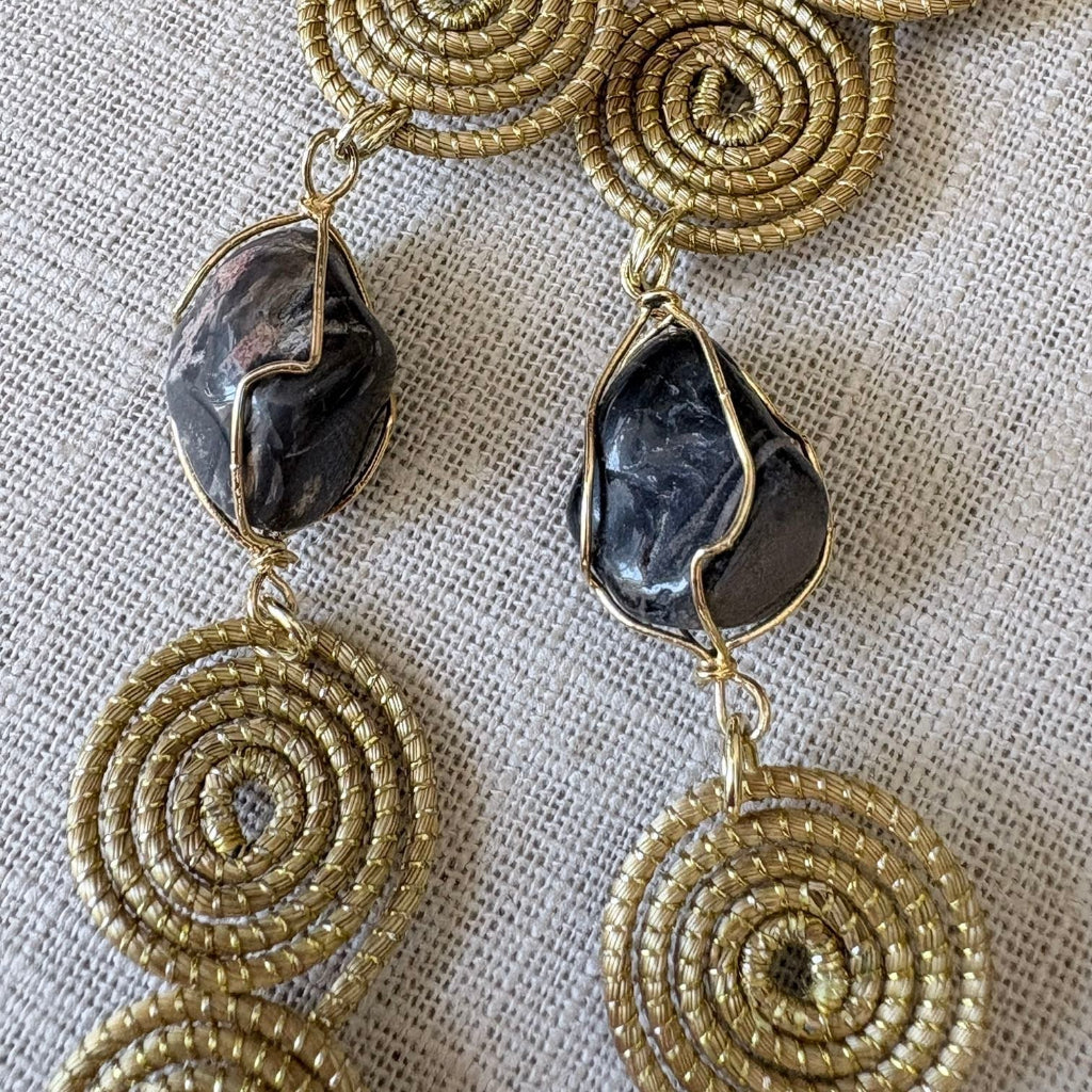 Parure Capim Dourado et Onyx