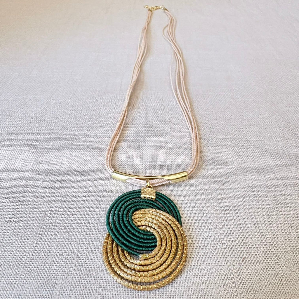 Parure Capim Dourado et buriti vert - symbole Infini