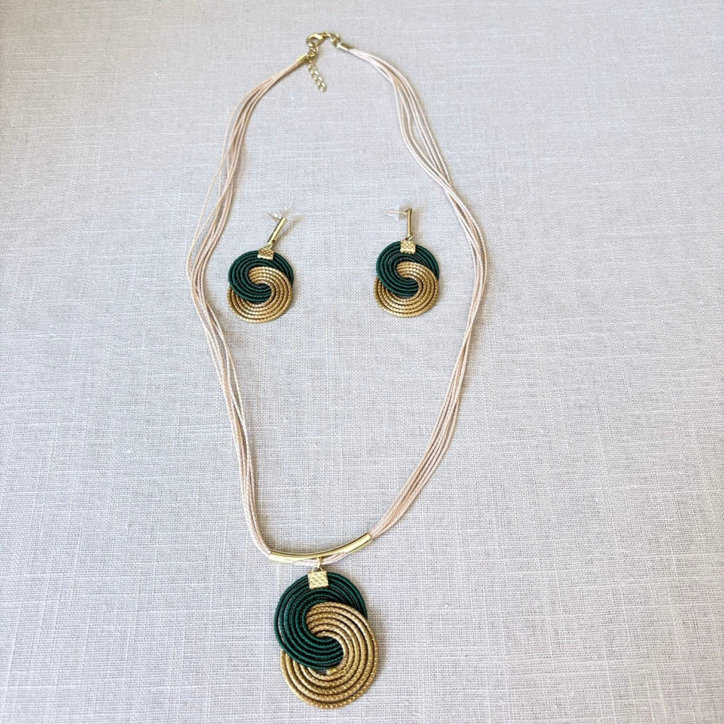 Parure Capim Dourado et buriti vert - symbole Infini