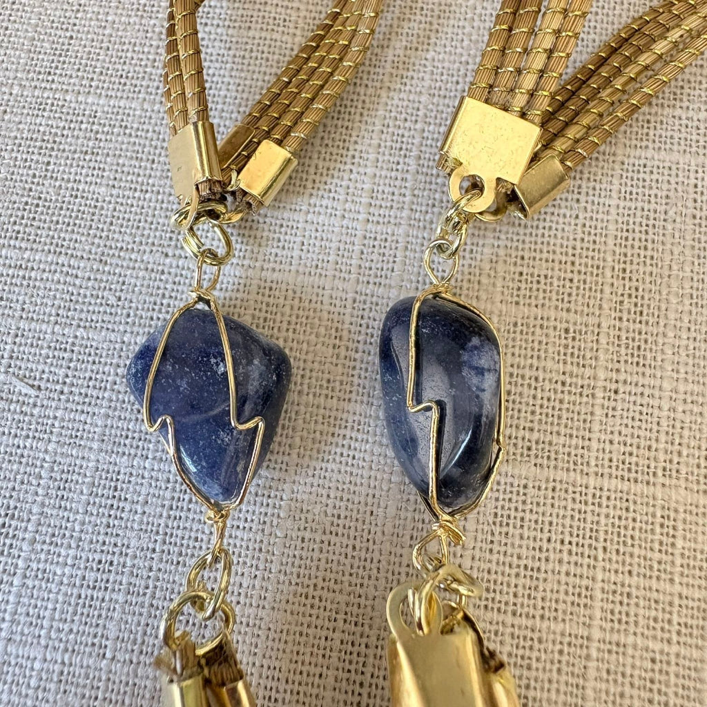Parure Capim Dourado et Agate bleue