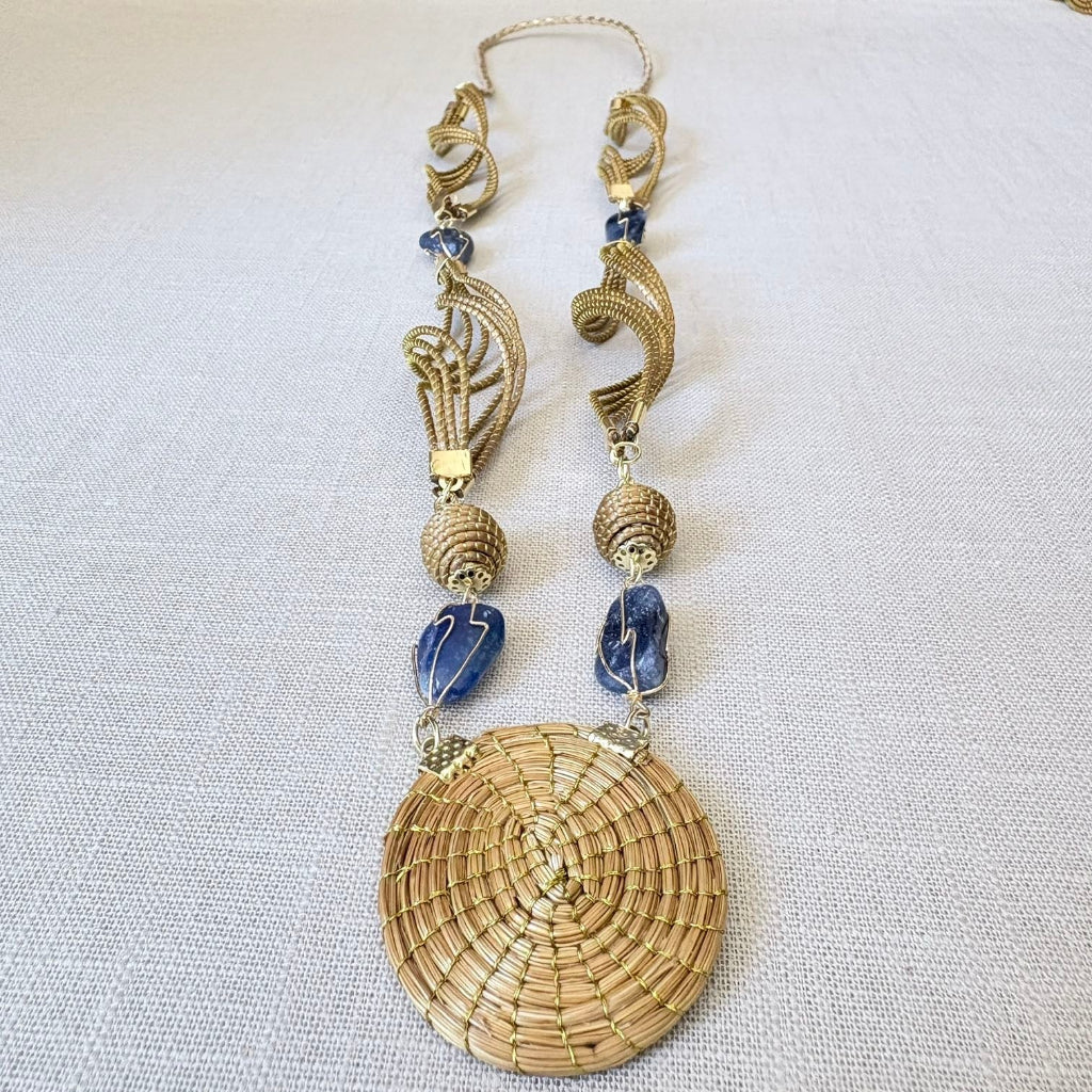 Parure Capim Dourado et Agate bleue