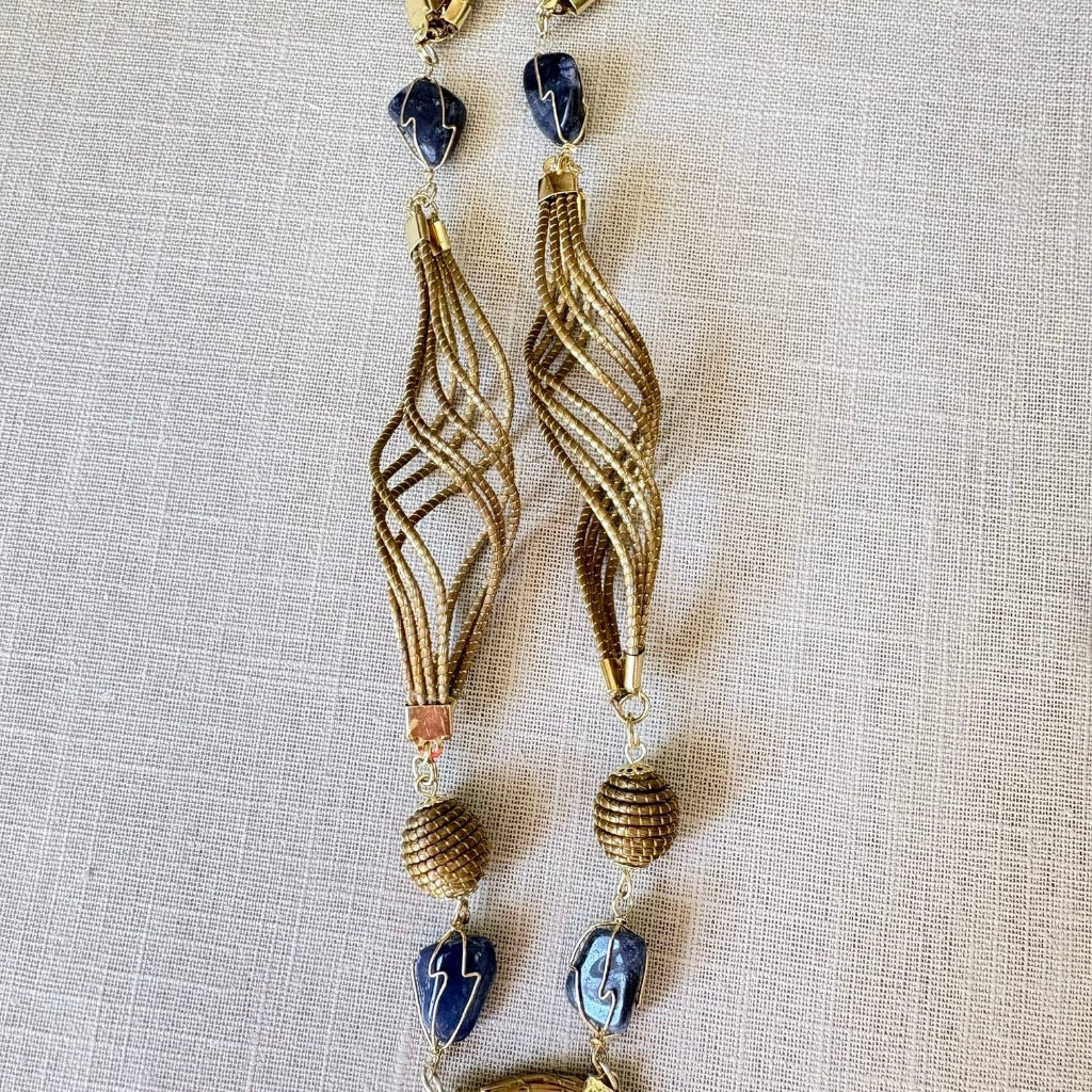 Parure Capim Dourado et Agate bleue