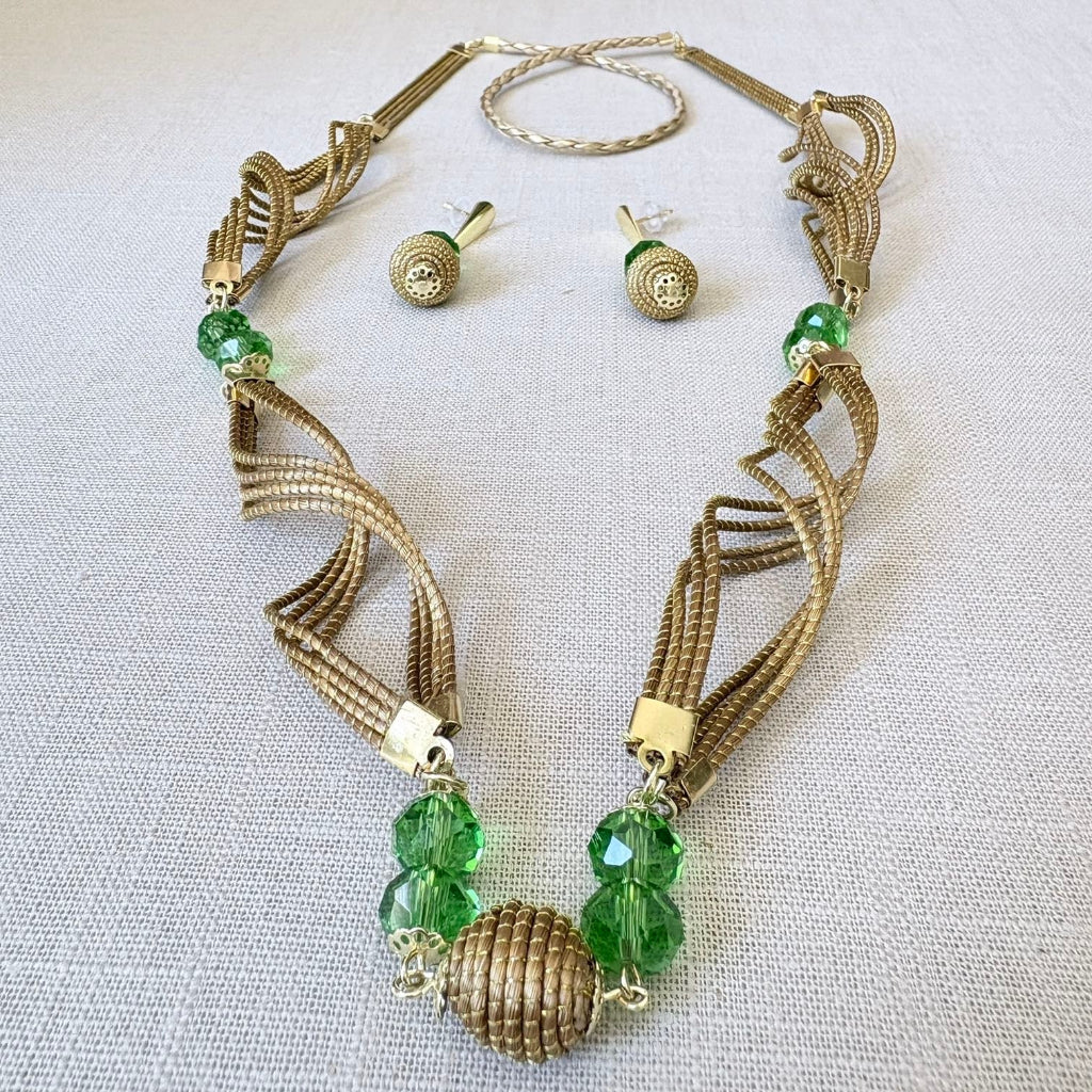 Parure Capim Dourado et Quartz vert