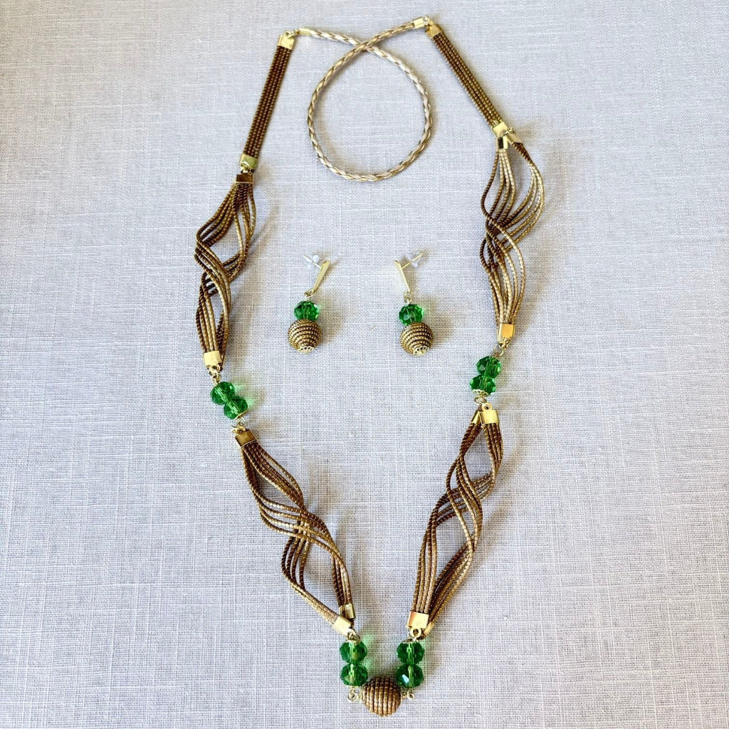 Parure Capim Dourado et Quartz vert