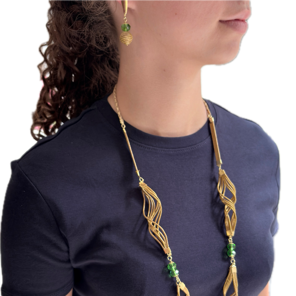 Parure Capim Dourado et Quartz vert