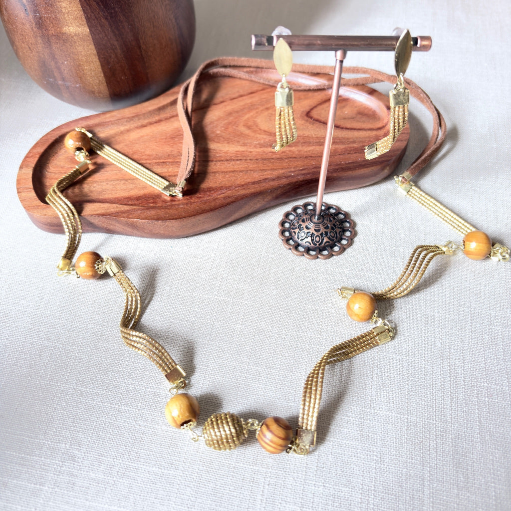 Parure Capim Dourado et bois