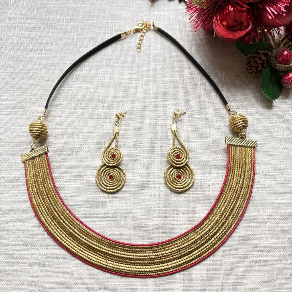 Parure Capim dourado collier boucles oreilles
