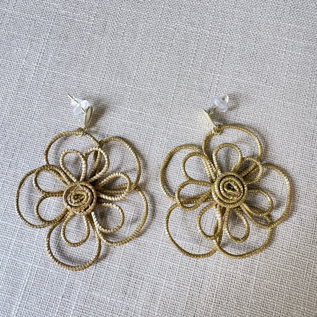Parure collier et boucles d'oreilles Capim Dourado fleurs