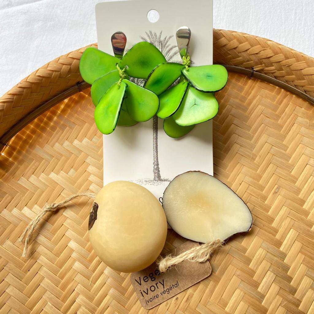 Boucles d'oreilles de graines naturelles Jarina vert citron Boucles d'oreilles Artisan local situé dans l'état de Sao Paulo au sud du Brésil. 