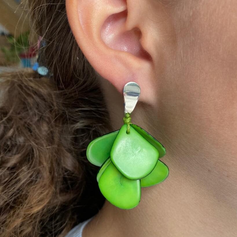 Boucles d'oreilles de graines naturelles Jarina vert citron Boucles d'oreilles Artisan local situé dans l'état de Sao Paulo au sud du Brésil. 