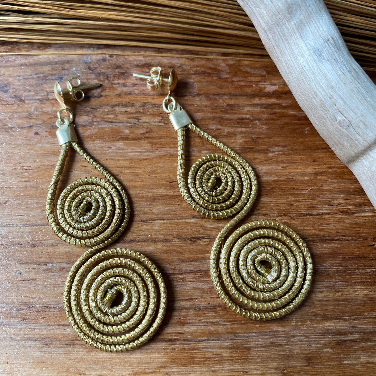 Boucles d'oreilles Capim Dourado 2 mandalas grand modèle