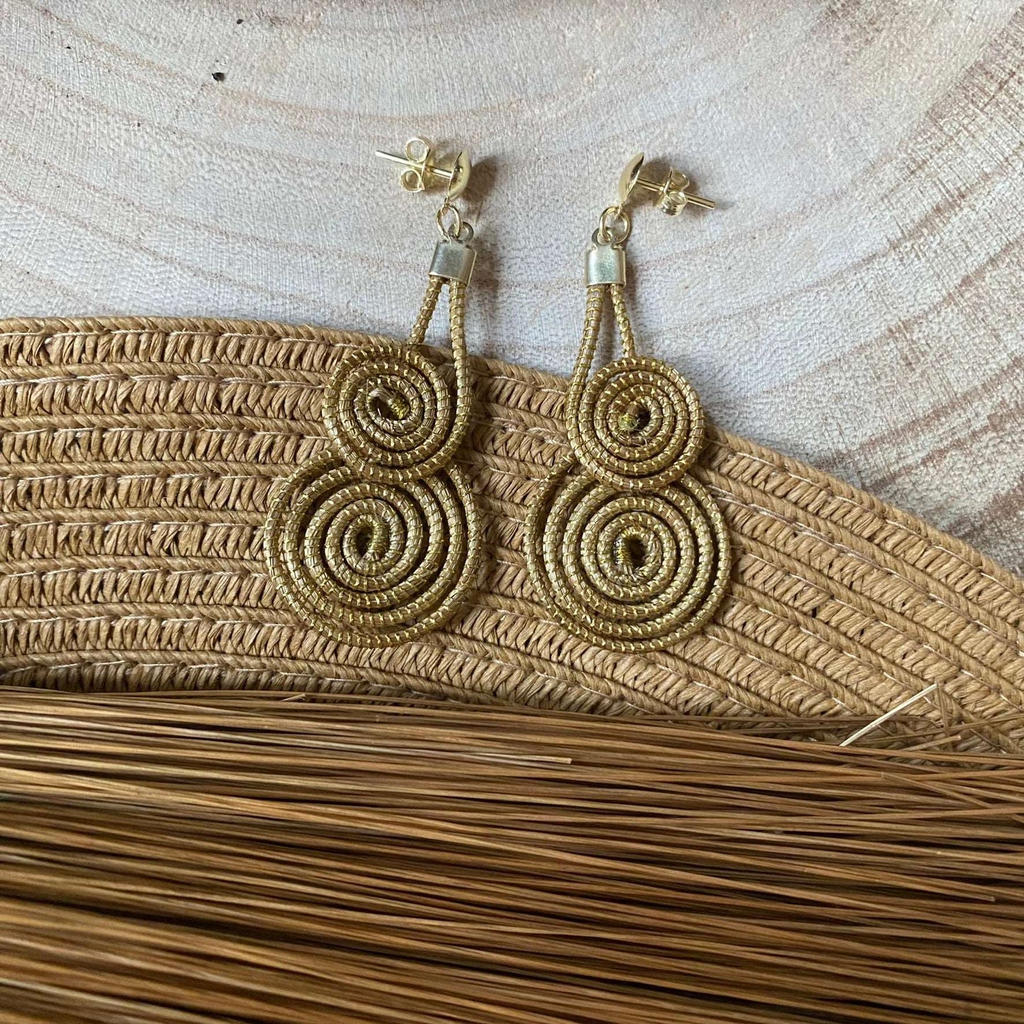 Boucles d'oreilles Capim Dourado 2 mandalas superposés