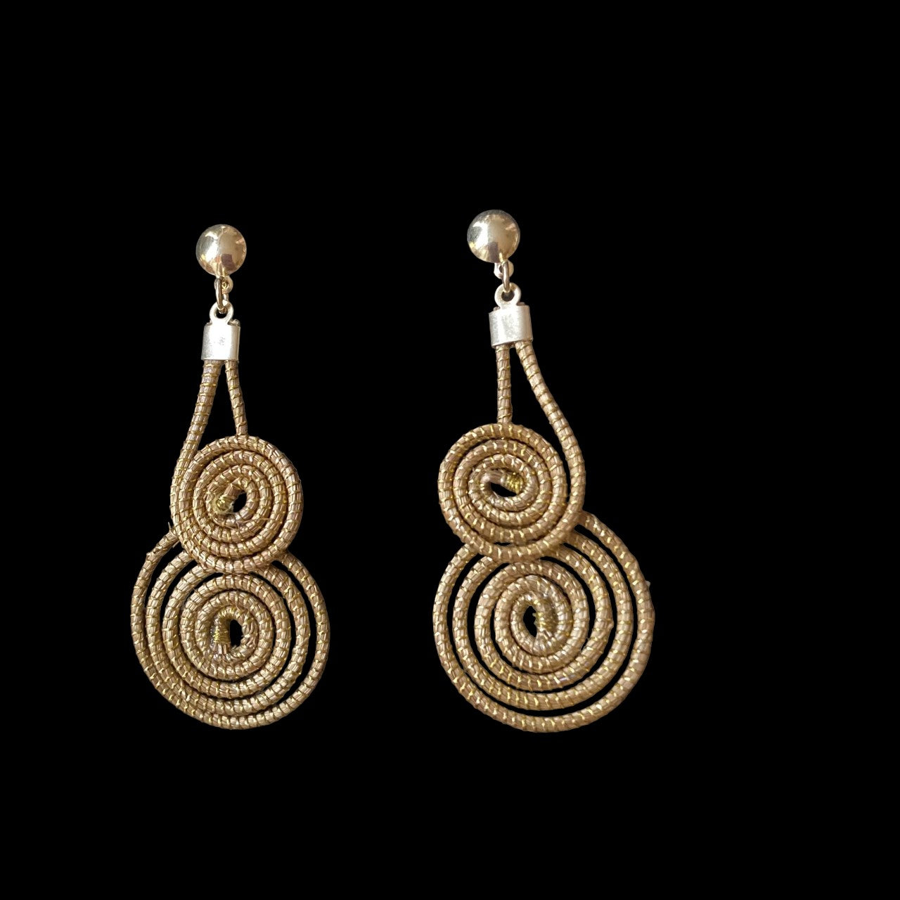 Boucles d'oreilles Capim Dourado 2 mandalas superposés