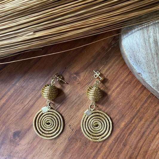 Boucles d'oreilles Capim Dourado boule et mandala