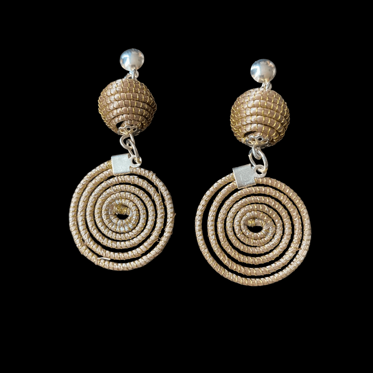 Boucles d'oreilles Capim Dourado boule et mandala