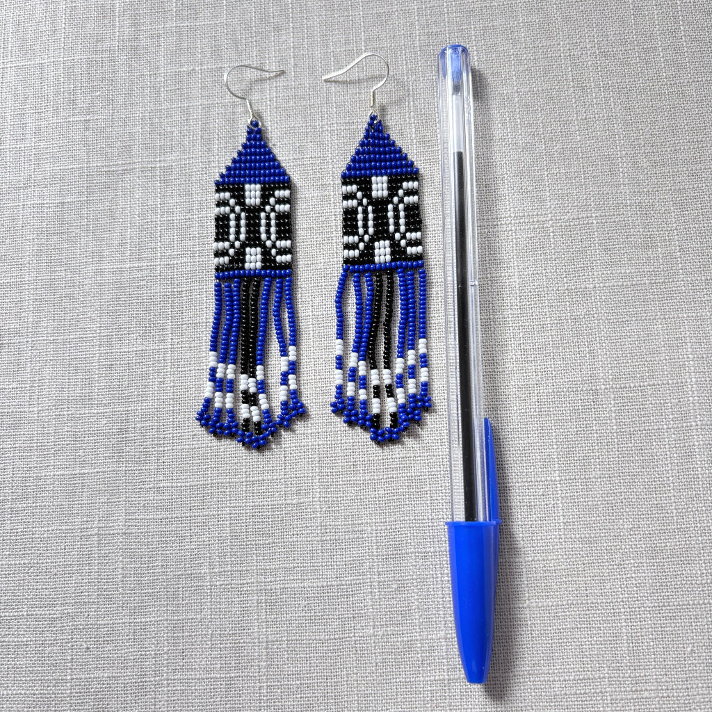 boucles oreilles graphisme bleu