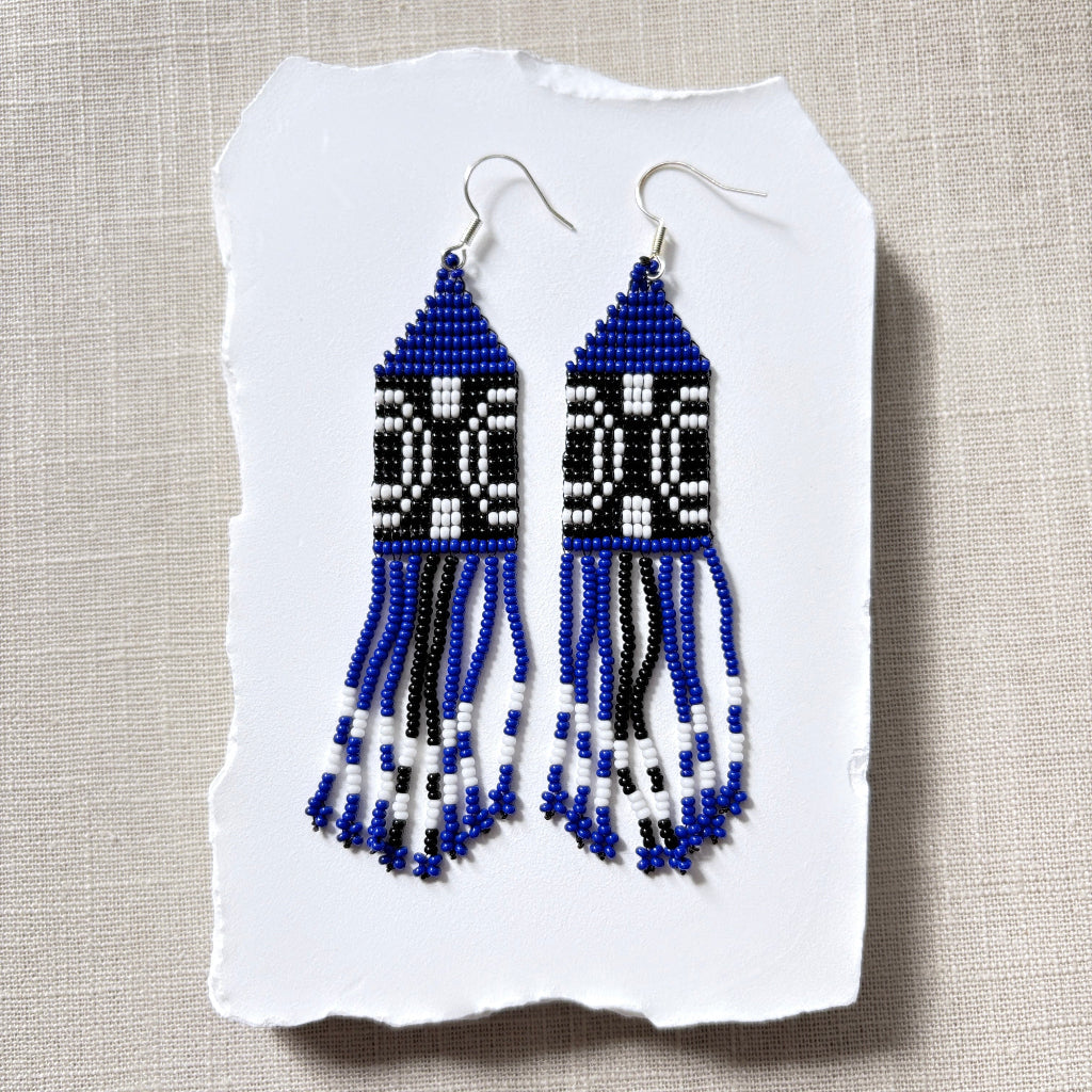 boucles oreilles graphisme bleu