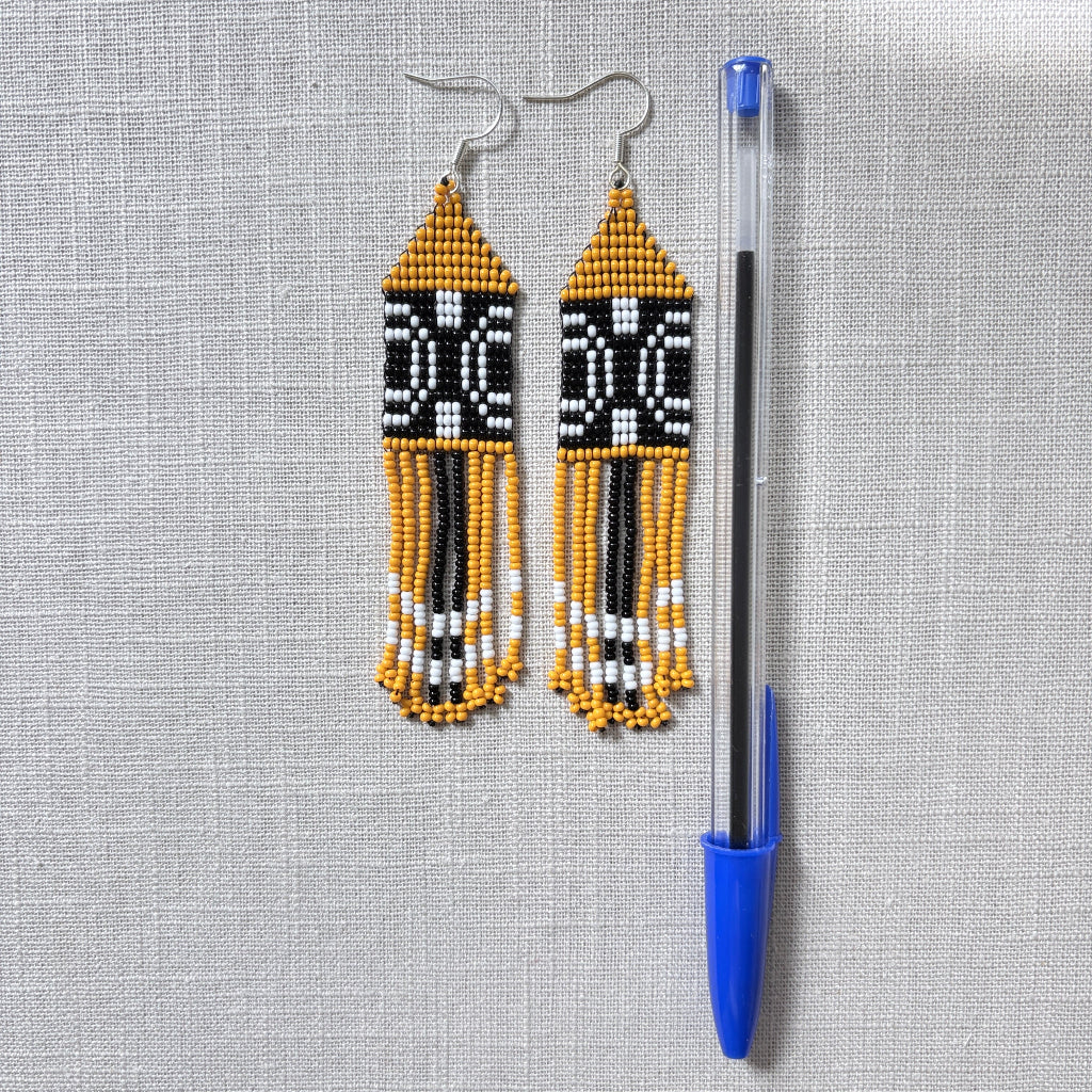 boucles oreilles graphisme jaune