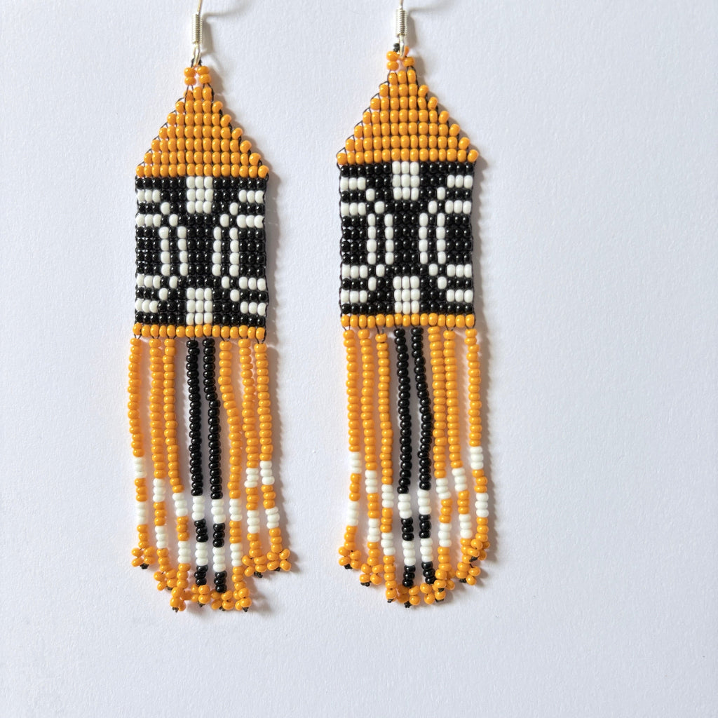 boucles oreilles graphisme jaune