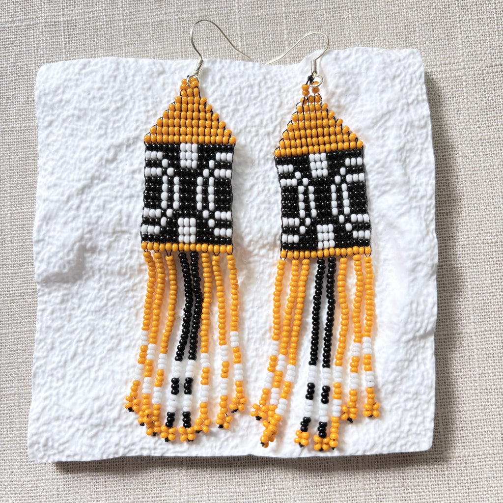 boucles oreilles graphisme jaune