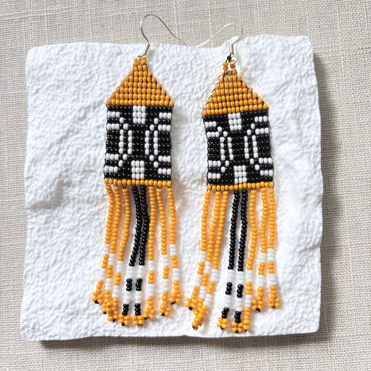 boucles oreilles graphisme jaune