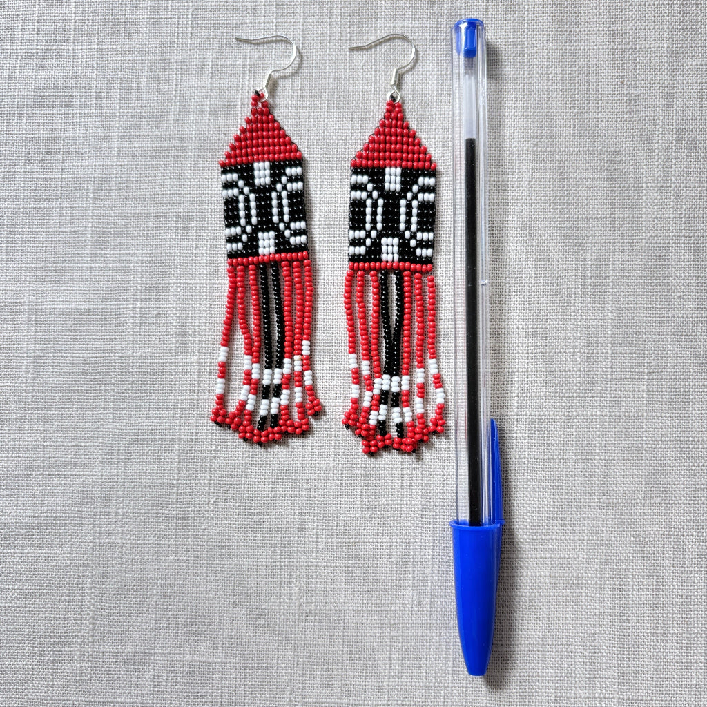 boucles oreilles graphisme rouge