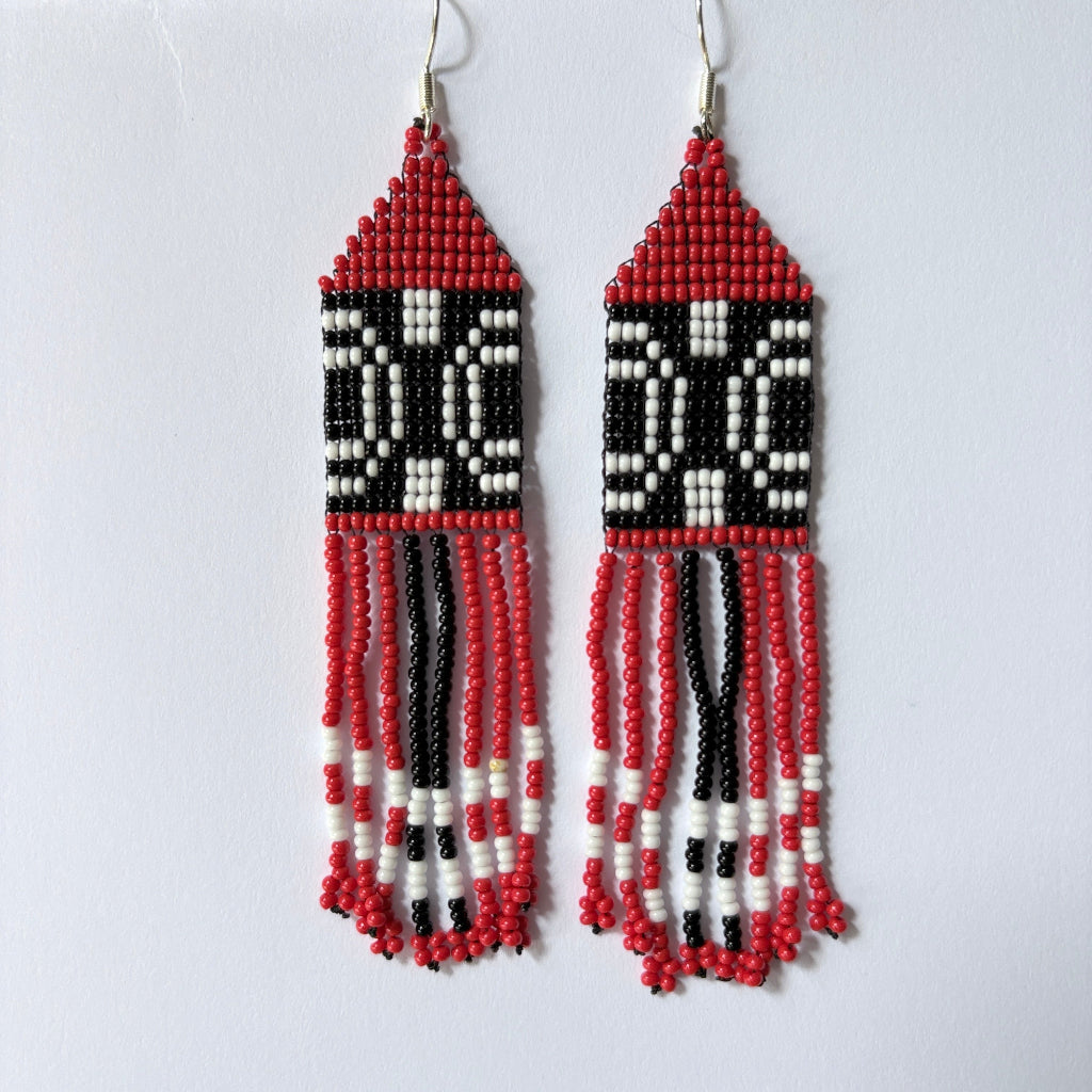 boucles oreilles graphisme rouge