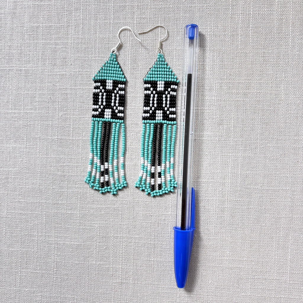 boucles oreilles graphisme turquoise
