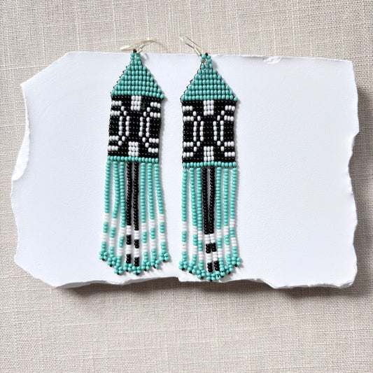 boucles oreilles graphisme turquoise