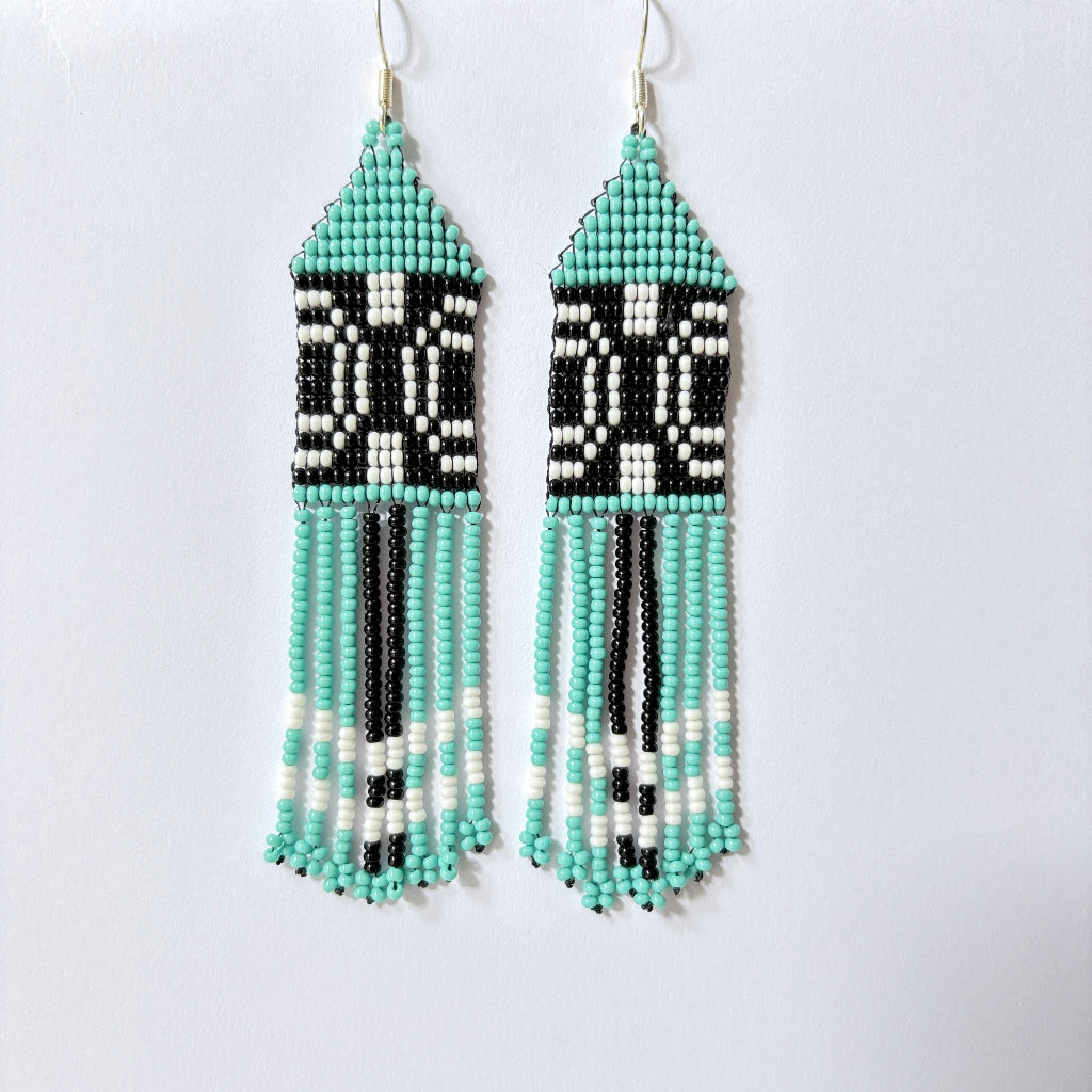 boucles oreilles graphisme turquoise