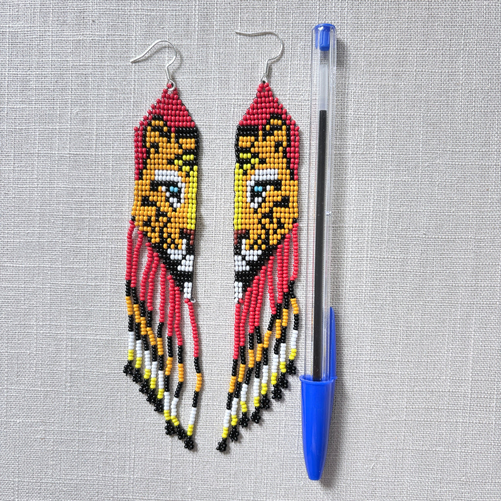 boucles oreilles jaguar rouge